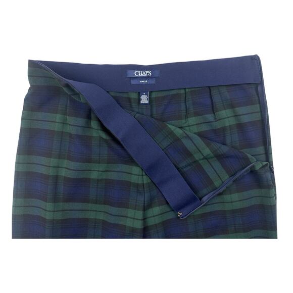 Chaps Ankle Pants Womens 12 Blackwatch Plaid Elastic Waist Side Zip Holiday - Picture 2 of 8